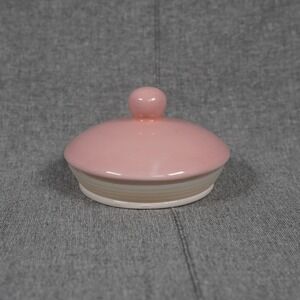 Terramoto Ceramic Replacement Lid For Pink White Striped Canister Jar